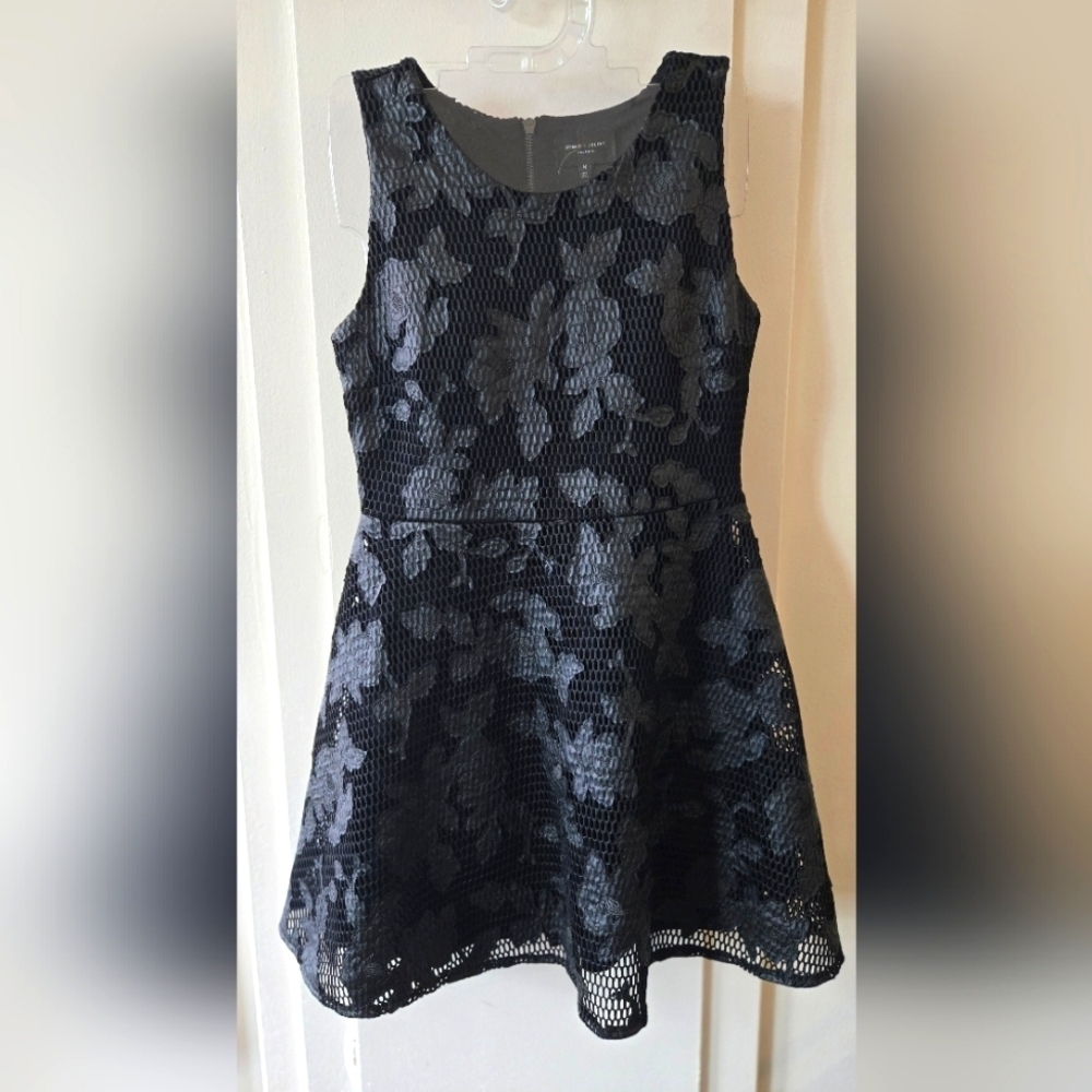 Romeo Juliet Couture Sleeveless Floral Mesh Fit & Flare Mini Dress Black